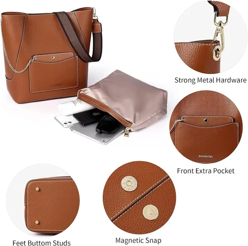 Miniatura 4 de BOSTANTEN Monederos y bolsos de cuero para mujer bolso de mano grande para trabajo bolso cruzado suave y carteras de cuero para mujer bloqueo RFID
