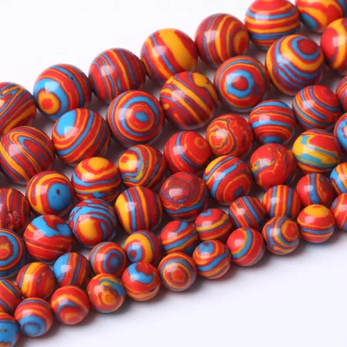 36 PIEZAS Cuentas de Malaquita Roja de 10 MM, Cuentas Redondas Sueltas de Gema Natural para Hacer Joyería 38 cm