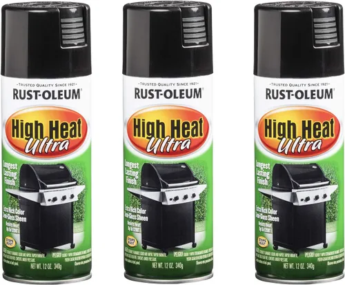 Rust-Oleum 241169-3PK Pintura en aerosol Ultra de alta temperatura, 12 onzas, negro, paquete de 3