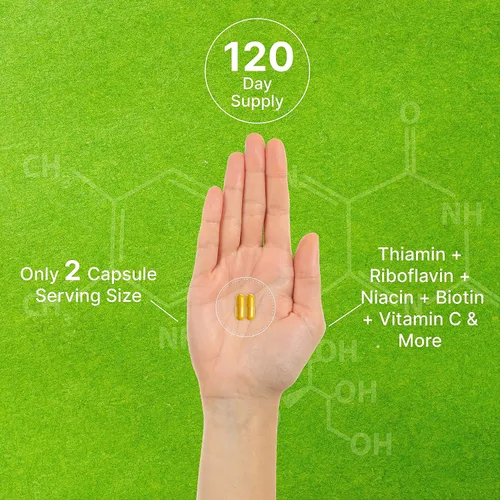 Miniatura 5 de Complejo de Vitamina B Bioactivo para Hombres y Mujeres, 240 Cápsulas Vegetarianas - Complejo B Metilado y Vitamina C Esterificada – Alta Potencia
