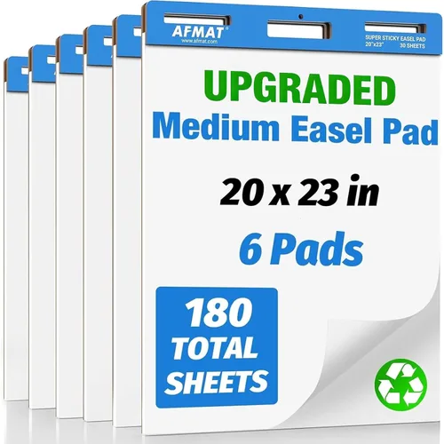 AFMAT Papel de cuadros mejorado, 20 x 23 pulgadas para profesores, almohadillas de caballete súper adhesivas para oficina, aula, pizarra blanca,