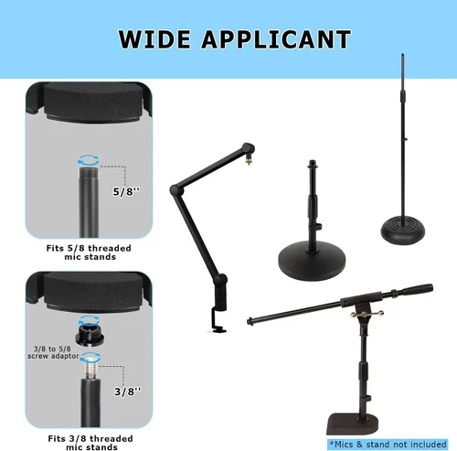Miniatura 4 de Soporte para micrófonos múltiples, soporta hasta 6 micrófonos, soporte de micrófono con cable e inalámbrico para soporte, aluminio, negro