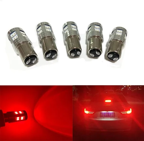 BAY15D P21/5W 2057 7528 1157 - Bombilla para luz de freno Canbus sin errores para coche, luz de freno trasera para caravana, color rojo brillante