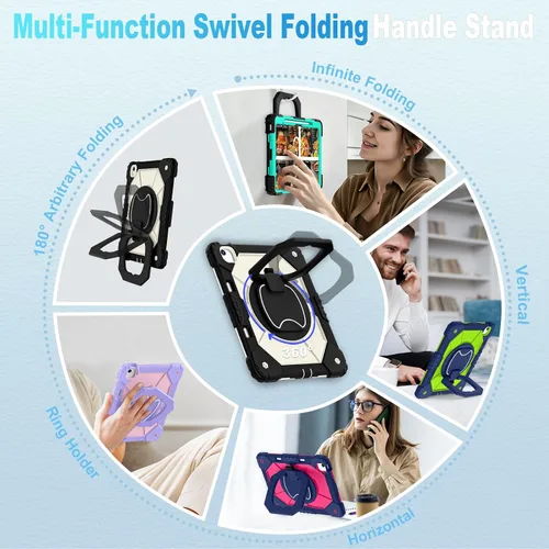 Miniatura 4 de WESOROL Funda para iPad Air de 13 pulgadas M4/M3/M2 2026/2025/2024 con soporte para lápiz, protector de pantalla, soporte giratorio de 360°, funda