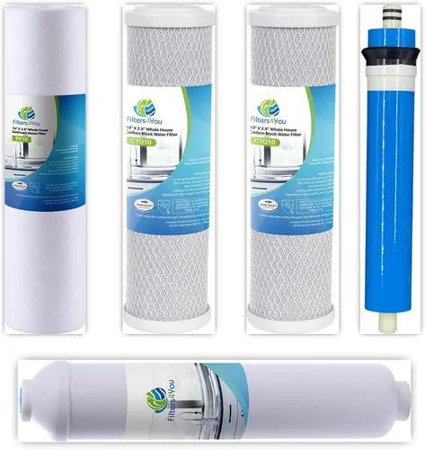 CFS Kit de filtro de repuesto RO de 5 etapas (5 artículos) para sistemas estándar de ósmosis inversa debajo del fregadero de 10 pulgadas - Membrana