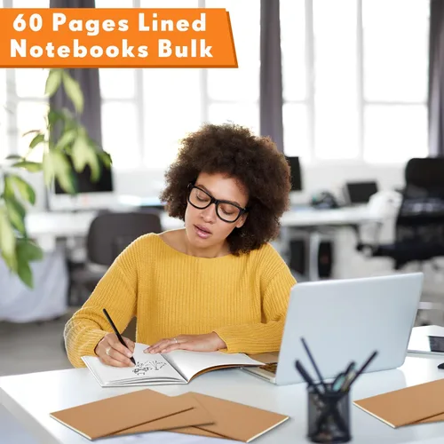 Miniatura 6 de Mimorou 100 piezas de cuadernos diarios a granel - Cuadernos de tapa blanda kraft A5 pequeños de 5.5 pulgadas x 8.3 pulgadas con 60 páginas 30 hojas