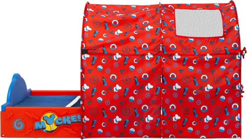 Miniatura 7 de Delta Children - Cama para dormir y jugar para niños pequeños con tienda de campaña, Mickey Mouse de Disney, Azul/Rojo