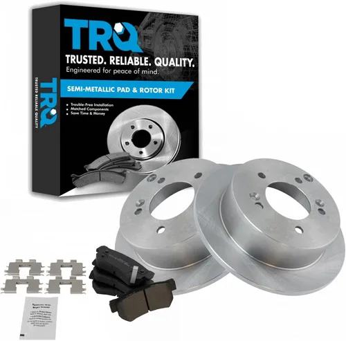 Miniatura 94 de TRQ Juego de pastillas de freno semimetálicas traseras y rotores compatibles con Chevrolet Trailblazer 02-06 Trailblazer EXT 04-06 SSR 02-07 GMC