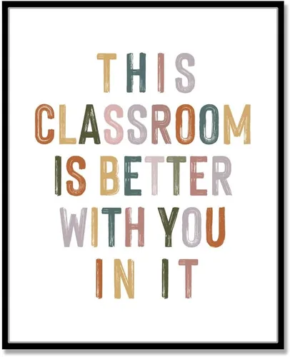 Este aula es mejor contigo en ella, decoración de pared motivacional positiva, letreros para profesores, bienvenida al aula, decoración boho para el