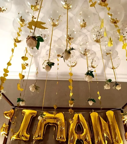 Miniatura 5 de Bezente - Globos de 12 pulgadas de látex con confeti para bodas, graduaciones, despedidas de soltera y cumpleaños, aptos para helio, dorado, 60