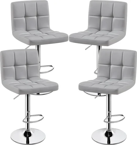 Miniatura 30 de Topeakmart Taburetes de bar modernos de altura ajustable, taburete giratorio de piel sintética, silla trasera de isla de cocina, taburete giratorio