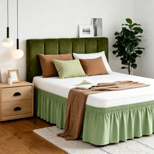 Miniatura 24 de Vocander Falda de Cama Rosa Tamaño Individual con Caída de 14 Pulgadas, Falda de Cama Elástica con Volantes Antipolvo, Fácil de Colocar, Faldas