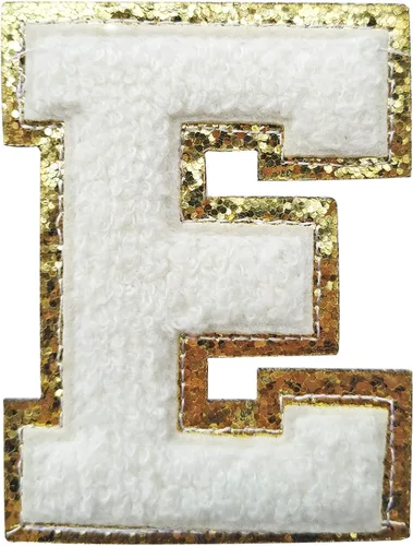 Miniatura 121 de SPRT - Parches de letras de chenilla universitaria con purpurina, parche de letras blancas para planchar con letras del alfabeto para disfraz