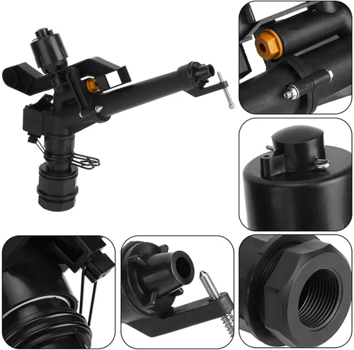 Miniatura 3 de Aspersor de riego, brazo oscilante de 360° y aspersor de césped de impacto, rosca hembra ajustable DN25 de 1.5 pulgadas, para granja, jardín, riego