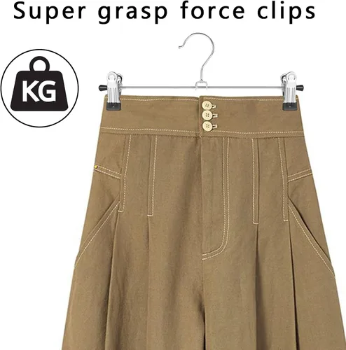 Miniatura 5 de GoodtoU Perchas para pantalones, paquete de 30 perchas para faldas con clips, ganchos de metal para pantalones, clips para hombres, mujeres, niños