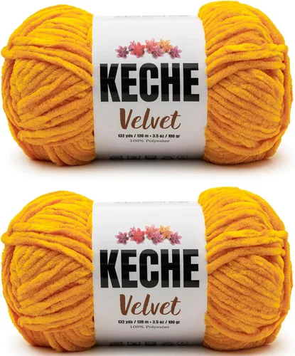 Miniatura 123 de Keche Hilo de terciopelo para ganchillo, manta de felpilla suave, voluminosa, hilo amigurumi, 3.53 oz (132 yardas), color azul bebé