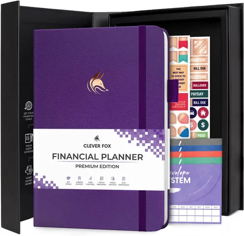 Miniatura 25 de Clever Fox Planificador de presupuesto edición premium, cuaderno de seguimiento de gastos + 5 sobres de efectivo, organizador de presupuesto; libro