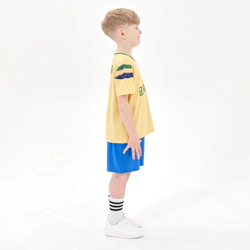 Miniatura 3 de Cnins Camisetas de entrenamiento de fútbol para niños de 2 a 14 años, trajes de práctica para niños y niñas con colores del equipo nacional