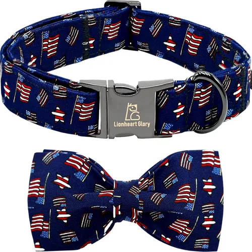 Miniatura 7 de Lionheart glory Collar de perro con lazo azul con lazo estampado de tiburón, collar para perro niño o niña, suave, duradero, ajustable, para perros