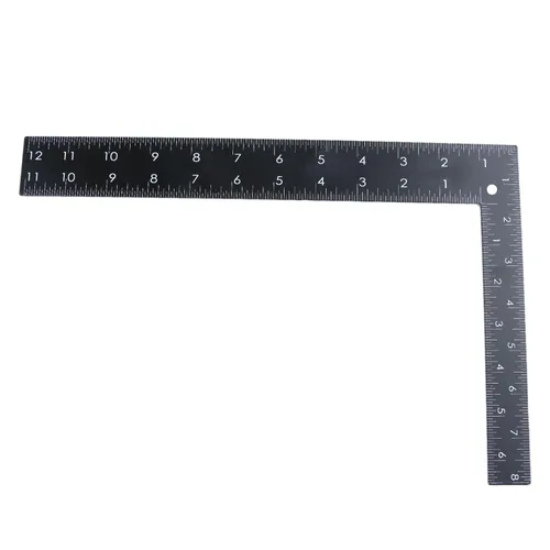 Miniatura 6 de Regla cuadrada de metal en L, regla métrica de ángulo recto de 90 grados y pulgadas, regla de doble cara de 8 x 12 pulgadas, herramienta de medición