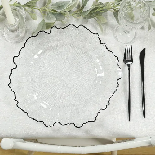 Miniatura 50 de Efavormart - Juego de 20 platos de plástico con diseño de arrecife negro, platos de fiesta de postre y aperitivo de 7 pulgadas, elegante vajilla