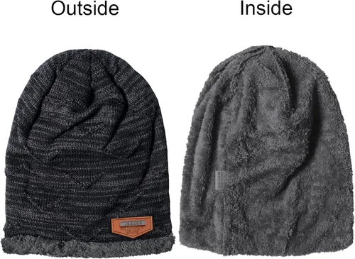 Miniatura 5 de YSense Mens Winter Warm Slouchy Beanie Oversized Baggy Hat Fleece Lined Knit Skull Cap