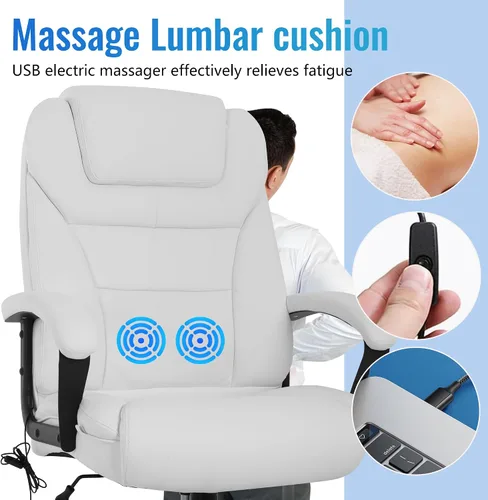 Miniatura 6 de PayLessHere Silla de oficina grande y alta, silla de escritorio, ergonómica, para computadora, soporte lumbar, respaldo alto, piel sintética