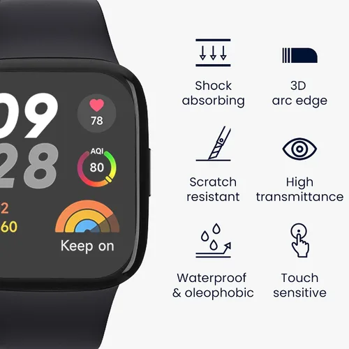 Miniatura 3 de kwmobile Protector de pantalla compatible con Xiaomi Redmi Watch 3 - 2 protectores de reloj inteligente antihuellas