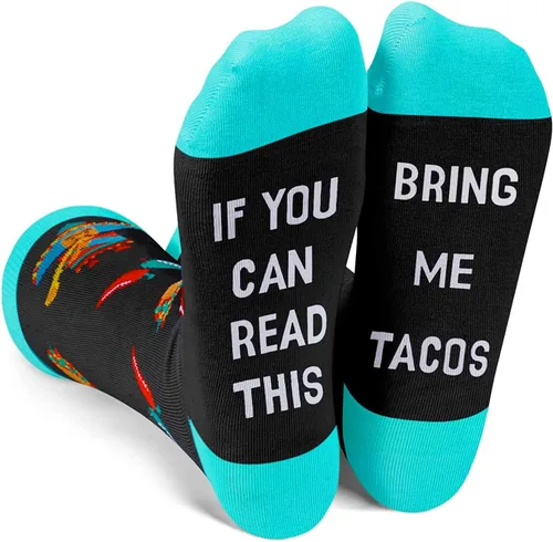 Zmart - Calcetines divertidos para hombre, diseño de piña y taco, con pizza, color negro