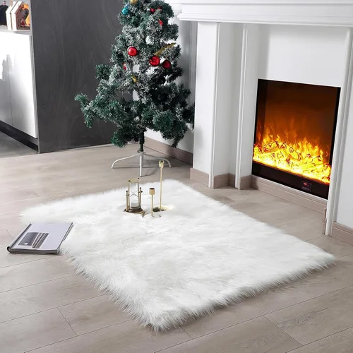Miniatura 22 de linmopm Alfombra de piel sintética de pelo lanudo esponjoso negro de 2x6 pies para dormitorio, cabecera de la cama, suelo, sala de estar, cojín
