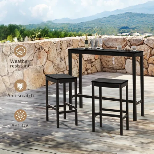 Miniatura 8 de Cozyman Juego de mesa y sillas de altura de barra al aire libre, 3 piezas con parte superior negra y patas de bronce para patio con mesa superior
