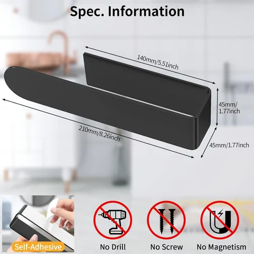 Miniatura 7 de Toallero de mano, toallero autoadhesivo para montaje en pared de baño, barra de toalla de mano cuadrada de 8 pulgadas para armario de cocina, RV