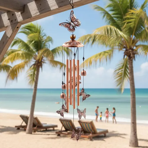 Miniatura 5 de Ukulork Campanas de Viento para Exterior en Oferta, Campana de Mariposas de Aluminio con Tubo y Gancho en S, Decoración para Patio y Jardín, Regalo