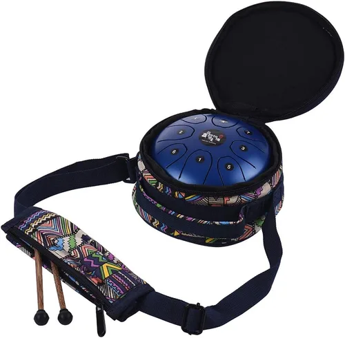 Miniatura 8 de Mini tambor de lengua de acero de 8 tonos 5.5 pulgadas C Key Percusión Instrumento Handpan Tambor con mazos de tambor Bolsa de transporte Azul