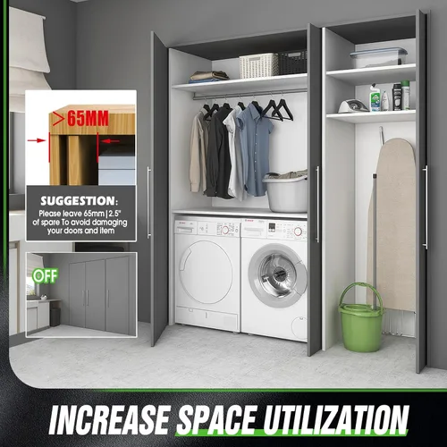 Miniatura 2 de Rieles para Puertas Corredizas de Bolsillo, Riel para Puerta Corrediza de Bolsillo para Gabinete, Bisagra para Puerta de Bolsillo, Herrajes