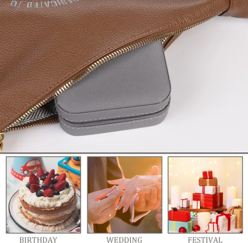 Miniatura 6 de KElofoN Organizador de joyas de viaje, joyero de viaje, caja organizadora de joyas pequeña para niñas y mujeres (1, gris completo)
