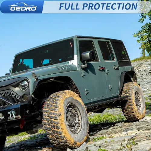 Miniatura 6 de oEdRo - Juego de 4 guardabarros planos delanteros y traseros compatibles con Jeep Wrangler JK y JKU Unlimited 2007-2018, juego de forros de acero