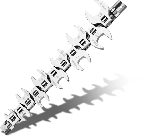SHALL Juego de llaves de 3/8 pulgadas en forma de pata de cuervo, juego de 11 piezas de llaves métricas de pata de cuervo con organizador de clip,