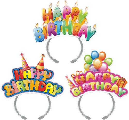 Miniatura 2 de KKBES Diademas de feliz cumpleaños, sombreros de papel para fiesta de cumpleaños, 3 patrones para niños y adultos que celebran cumpleaños