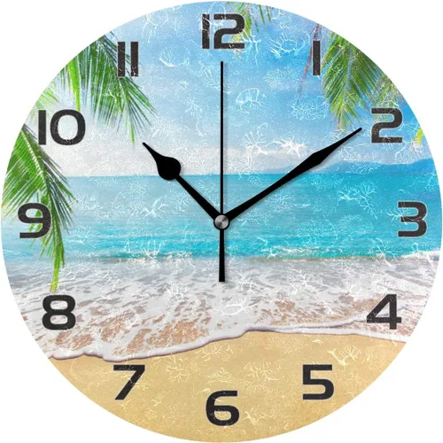 Miniatura 8 de Qilmy Reloj de pared para perros y gatos, silencioso, sin tictac, pintura al óleo, reloj redondo para sala de estar, dormitorio, baño, decoración
