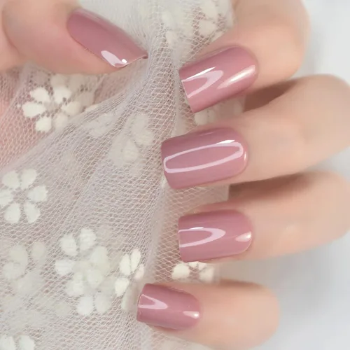 Miniatura 30 de Elevenail - Uñas postizas de longitud media, punta vino rojo, uñas postizas de cobertura total, uñas postizas cortas, uñas falsas, uñas falsas Rojo