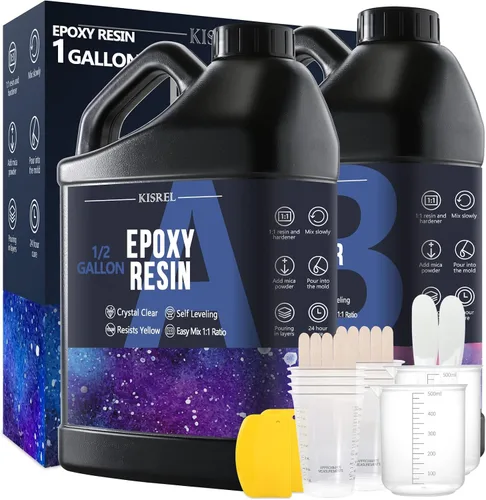 Resina epoxi de 1 galón – Kit de resina epoxi transparente, sin amarillamiento, sin burbujas, resina de fundición de resina para manualidades,