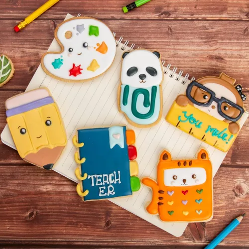 Miniatura 4 de Juego de cortador de galletas de regreso a clases con sellos de émbolo, 11 piezas, regalos de cocina, cumpleaños, vacaciones, ácido poliláctico 3D
