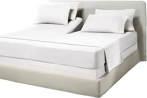 Miniatura 7 de Juego de sábanas de algodón de 600 hilos tamaño Queen dividido para base de cama ajustable, juego de sábanas de 4 piezas con bolsillo profundo