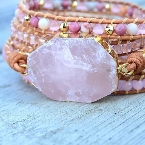 Miniatura 27 de ZOSOJONA - Pulseras bohemias hechas a mano de piedra natural, que dan vuelta, con cuentas de cristal de turquesa