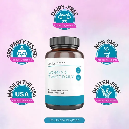 Miniatura 5 de Dr. Brighten Multivitamínico premium para mujeres, de espectro completo sin hierro, nutrientes únicos, vitaminas B superiores, 120 cápsulas