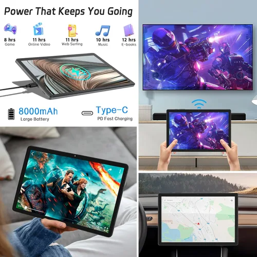 Miniatura 7 de Tableta, tableta Android 15 de 11 pulgadas con 12 GB de RAM 128 GB ROM, 1 TB expandible, cámaras de 5MP+13MP, pantalla HD de 1280 × 800, octa-core