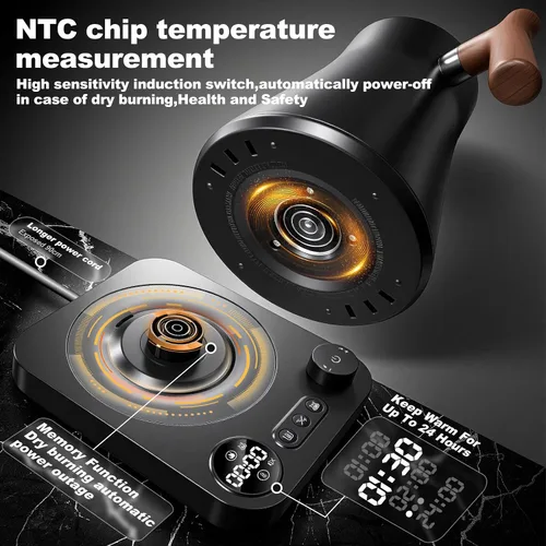 Miniatura 7 de Hervidor eléctrico digital inteligente con control de temperatura variable, interior de acero inoxidable, hervidores eléctricos de cuello de cisne