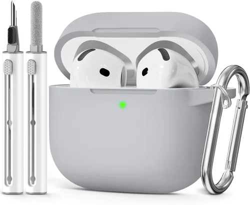 Miniatura 9 de Funda para AirPods 4 2024, viene con kit de limpieza, funda protectora de silicona suave para fundas Apple AirPods de 4ª generación con llavero