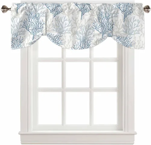 Miniatura 11 de Cortinas de verano con cenefa de amarre para ventanas, cortinas costeras de cocina costeras para ventanas, cortinas náuticas junto al mar, beige
